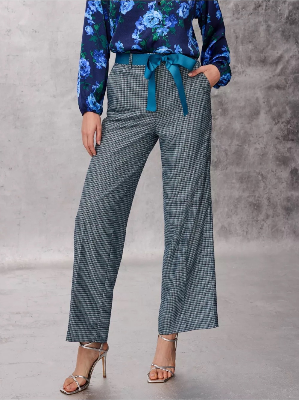 Isaac Mizrahi Live! Petite Plaid Wide Leg Pants Blue/Green 18WP A667874